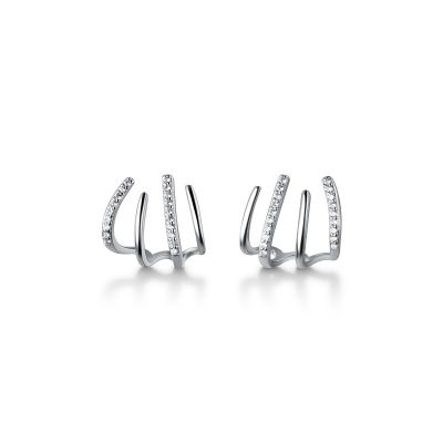 LKO Real 925 Sterling Silver Luxury Creative Crystal Claw Shape Stud Earrings For Women Fashion Jewellery Hook Girls Ear StudsTH