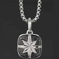 David Yue Penda Amulets คอลเลกชันสำหรับผู้ชายทางทะเล North Star เบาะจี้ในเงินสเตอร์ลิงกับปูเพชรสีดำ