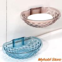 Wall Mounted Soap Box Drain Soap Dish Bathroom Accessories Non-slip Drain Suction Cup Soap Dish Tray Scouring Pad Storage Rack Soap Dishes