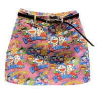 Summer 2022 new cute pink cartoon print denim skirt womens high-waisted A-line hip-hugging skirt