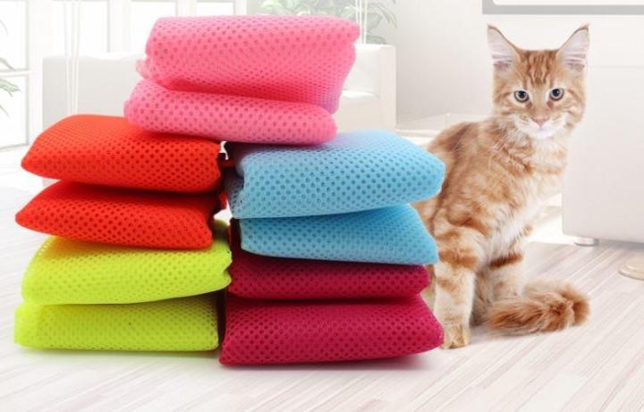 ถุงตาข่ายอาบน้ำแมว-ถุงตัดเล็บแมว-ถุงอเน็กประสงค์-สีส้ม