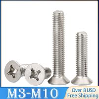 10pcs M3 M3.5 M4 M5 M6 M8 M10 A2-70 304 Stainless Steel GB819 Cross Phillips Flat Countersunk Head Screw Bolts Length 4-80mm Screw Nut Drivers