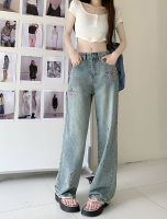 S-XL Summer Korean Style women Vintage Embroidery long denim pants High waist Wide Leg Denim jeans Trousers for womens(L60060