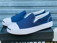 รองเท้าCONVERSE JACK PURCELL RET SLIP ON "NAVY BLUE" SIZE.36-44 รองเท้าผ้าใบคอนเวิส รองเท้าผ้าใบผู้ชายหญิง รองเท้าใส่เที่ยว แบบสวม ใส่สบาย ทรงสวย *พร้อมส่ง