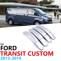 For Ford Transit Custom 2013~2019 Chrome Door Handle Catch Cover Decoration Car Exterior Handles Trim Frame Accessories 2014