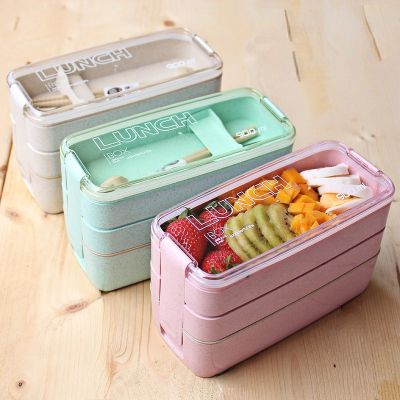 Kitchen 900ml Microwave Lunch Box Wheat Straw Dinnerware Food Storage Container Children Kids School Office Portable Bento Box