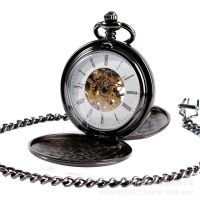 ❀❀ piece black double open two-sided light Roman literal retro mechanical pocket watch male and female