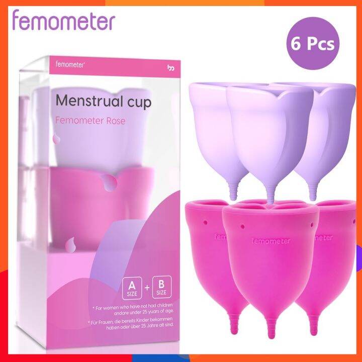 Menstrual Cup 6Pcs(3 Sets) Femometer Menstrual Cup with Box Silicone ...