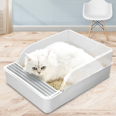 Cat Litter Box Semi-Enclosed With Removable Cover Splash-Proof Plastic Cat Toilet With Scoop Cat Litter Trays Supplies