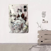 Cat Japanese Tattoo Poster Flag Banner Home Decoration Hanging Flag 4 Gromments in Corners 3*5FT 96cm* 144cm