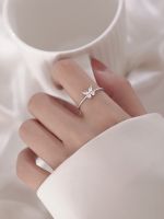 925 silver butterfly design index finger ring ring female ins niche summer fairy cold wind ring