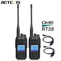 DMR Dual Band ว็อกกี้ท็อกกี้ดิจิตอล2 Retevis ชิ้น RT3S VHF UHF GPS วิทยุ Amador ตัวรับส่งสัญญาณวิทยุสื่อสารพกพาแบบพกพาสองทาง J93