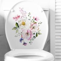 Bathroom Toilet Stickers Modern Minimalist Flowers Pattern Self-Adhesive Paintings For Bathroom Decorations Toilet Decal Decor Wall Stickers  Decals