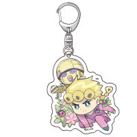 20PcsLot Anime JoJo Bizarre Adventure Keychain Kujo Jotaro Bruno Bucciarati Higashikata Josuke Acrylic Key Chains Jewelry