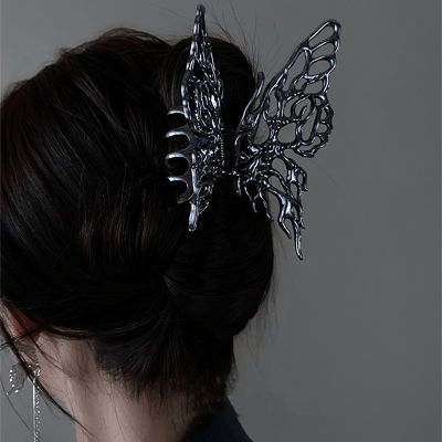 Silver Hairpins Butterfly Style Clip Barrettes Jaw Claws Clips Women Claw Metal Large