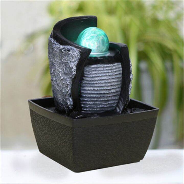 LED Flowing Water Fountains Spring Water Sound Waterfall Spinning Ball