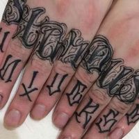 Finger English alphabet tattoo sticker 1 size 12-19cm Stickers