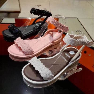 2023 Melissa Summer New Womens Jelly Shoes Fashion Casual Soft Sole One Line with Flower Style Sandals