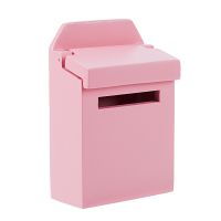 1/12 Wooden Mailbox Dollhouse Miniature Fairy Garden Decor Pink