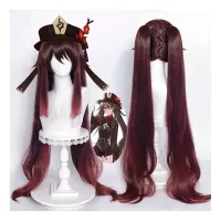 Drop Shipping Game Genshin Impact Hutao Cosplay Wig Hu Tao Heat Resistant Synthetic Hair Wigs Halloween Anime Wigs + Wig Cap