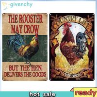 Retro Rooster Letters Metal Plate Painting for Bar Pub Tin Plaque Wall Sign