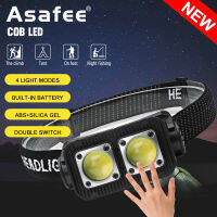 Asabee 400LM K372 3W 2 * COB LED Super Bright Outdoor Headlight Fishing Night Running Lamp Built-in Battery Type-C USB Charging 4-gear Press+Inductive Switch IPX4 Waterproof