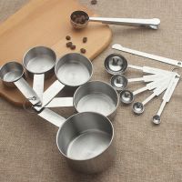 8/10Pcs Stainless Steel Measuring Cups and Spoons Set Deluxe Premium Stackable Tablespoons Home Tools Kitchen Accessories