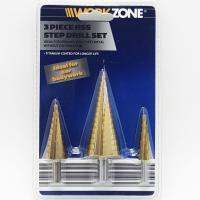 WorkZone step drill ดอกสว่าน ดอกสว่านสำหรับคว้านสเต๊ปชุบไทเทเนี่ยม 3ชิ้น เบอร์ 4-32มิล.