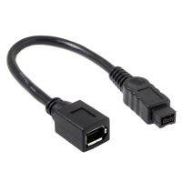 Black IEEE 1394 IEEE1394 6PIN Female to 1394b 9PIN male Firewire 400 TO 800 Adapter Short Cable 10cm 0.1m