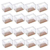 ☞■◎ Chair Leg Caps Transparent Clear Silicone Table Furniture Leg Feet Tips Covers Wood Floor Protectors Felt Pads 16PCS