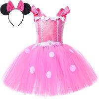 Baby Girls Pink Minnie Mouse Costume For Kids Birthday Halloween Tutu Dress Disney Cartoon Princess Dresses Children Dots Outfit