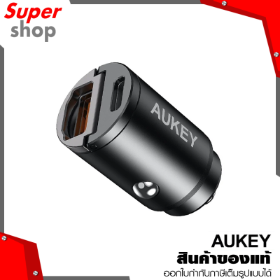 AUKEY อุปกรณ์ชาร์จมือถือในรถ USB-C Car Charger 30WPD &amp; USB A QC3.0 Dual-Port รุ่น CC-A3