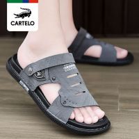 Cartelo Crocodile 2023 new leather sandals mens summer outer wear mens sandals dual-use soft bottom driving slippers mens fashion shoes