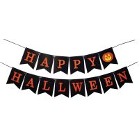 Happy Halloween Themed Party Decoration Kid Pumpkin Witch Banner Jack-O-Lantern Spider Hat Pattern Trick Or Treat Party Supplies