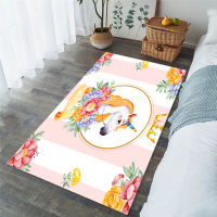 BeddingOutlet Unicorn Large Carpets for Living Room Rose Cartoon Kids Play Floor Mat Pink Floral Area Rug for Girls Room 122x183