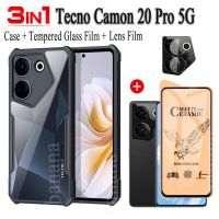 3 In 1 Tecno Camon 20 Pro 5G เคสซิลิโคนอะคริลิคกันกระแทกสำหรับ Camon20 Pro 4G Camon20 Pro ฟิล์มฝ้าเซรามิก + ฟิล์มเลนส์กล้องถ่ายรูป