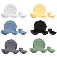 【CW】 1 Set KitchenDollDinner PlatesDurableFood Dishes Tableware Miniature DollAccessories