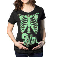 Halloween Pregnant Woman T-Shirt Cute Skull Print T-Shirt Short Sleeve Top Suitable For Pregnant Women Holiday Clothing Hot Sale