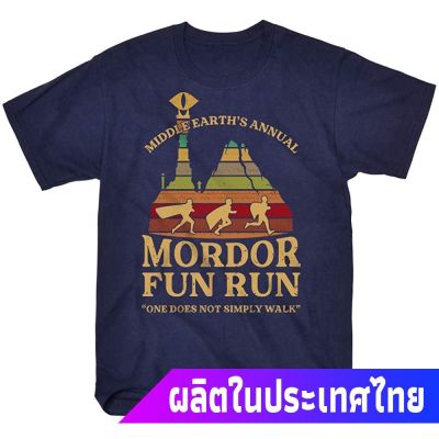 เสื้อยืดสีพื้นคอกลม STAR WARS BEARSA Mordor Fun Run Middle Earths Annual One Does Not Simply Walk Graphic Short Sleeve S-5XL