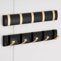 Black Golden Folding Robe Hooks Towel Hanger Nail Free Installation Wall Rack Hooks Coat Clothes Holder for Bathroom Kitchen Clothes Hangers Pegs