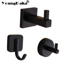 Modern Pure Black Design Wall installation Stainless steel Wall Hook . Bedroom Clothes Robe Hook Multi-function Kitchen Hooks