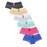 6 PCS Cute Boyshorts Panties For Women Sexy Cotton With Lace Waist Underwear Woman Shorts Boxer Student Panty Intimates Comfort