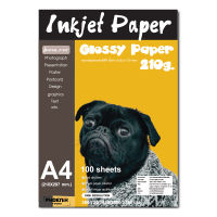 Inkjet Photo Glossy Paper 210g. กระดาษพิมพ์ภาพถ่ายโฟโต้ เนื้อขาวมันเงา สำหรับ งานพิมพ์ เอกสาร งานนำเสนอ หนา 210แกรม ขนาด A4 บรรจุ 100แผ่น