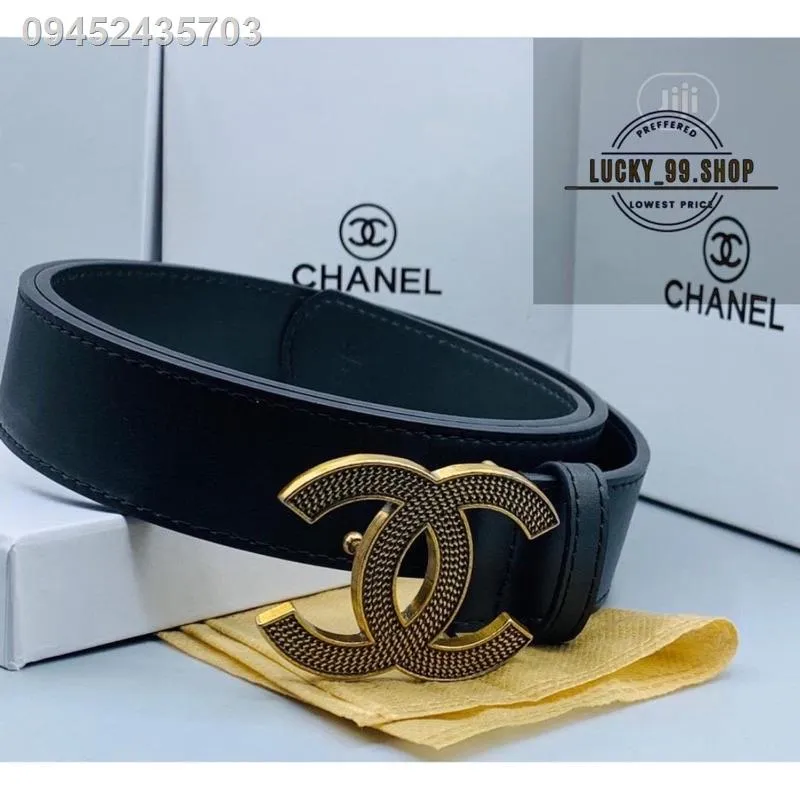 Leather belt Chanel Black size 95 cm in Leather  27885679