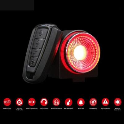 New Rechargeable Rear Bicycle Light Brake Bike Tail Lamp Wireless Remote Control Cycling Taillight Anti-theft Burglar Alarm Bell