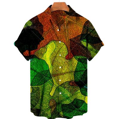 เสื้อฮาวายเสื้อยืดพิมพ์ลายลำลองลำลองสำหรับผู้ชายผลไม้3d เสื้อฤดูร้อนแขนสั้นปกชายหาดเสื้อ M-5XL