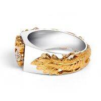 Aksesori fesyen: Cincin Motif Naga Warna Gold untuk PriaMens Sliver Domineering Dragon Rings