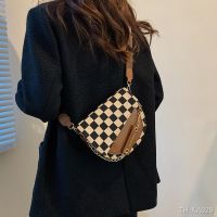 ▽☁☫ This years popular bag womens autumn and winter fashion plaid shoulder Messenger simple saddle