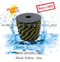 Polyester double braid rope 3mm x 20M ( Black-Yellow )เชือกโพลีเอสเตอร์ 3 มิลลิเมตร 20 เมตร Boating Accessories