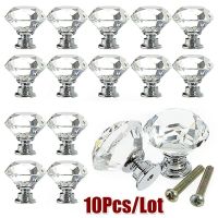 10Pcs 30mm Crystal Cabinet Knob with Screws Diamond Shape Drawer Cupboard Handle Pull Home Decor